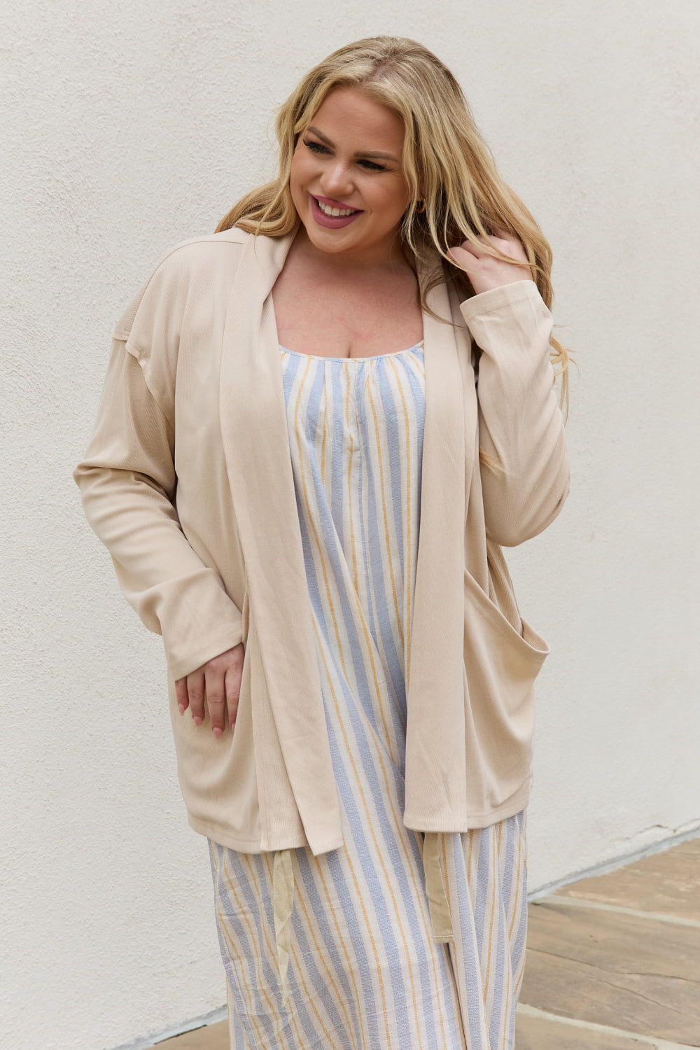 HEYSON Soft Ribbed Open Front Cardigan